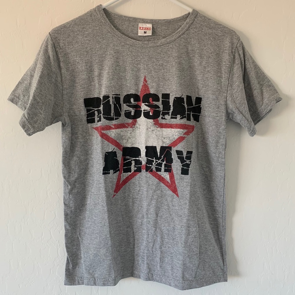 Gray Russian Army Graphic Tee